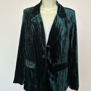 Autres Filles crushed green velvet blazer with patterned lining Sz XS